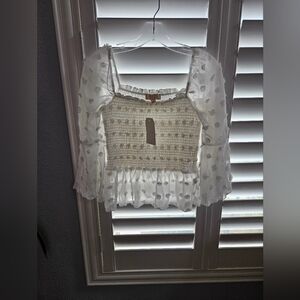 London Rose White Blouse Top Size Medium